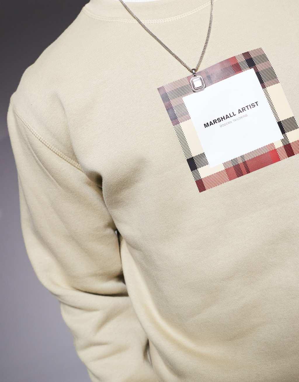 Marshall Artist house check box logo sweatshirt in stone Product Image