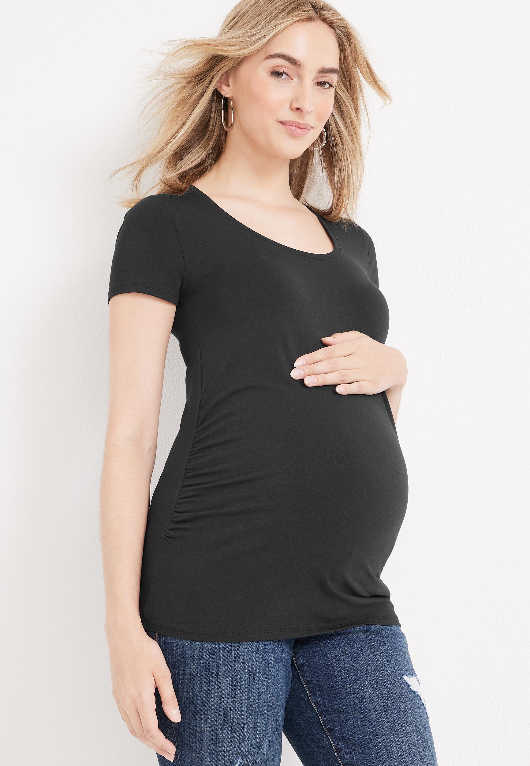 Maurices Womens Solid Scoop Neck Maternity Tee Size Large Product Image