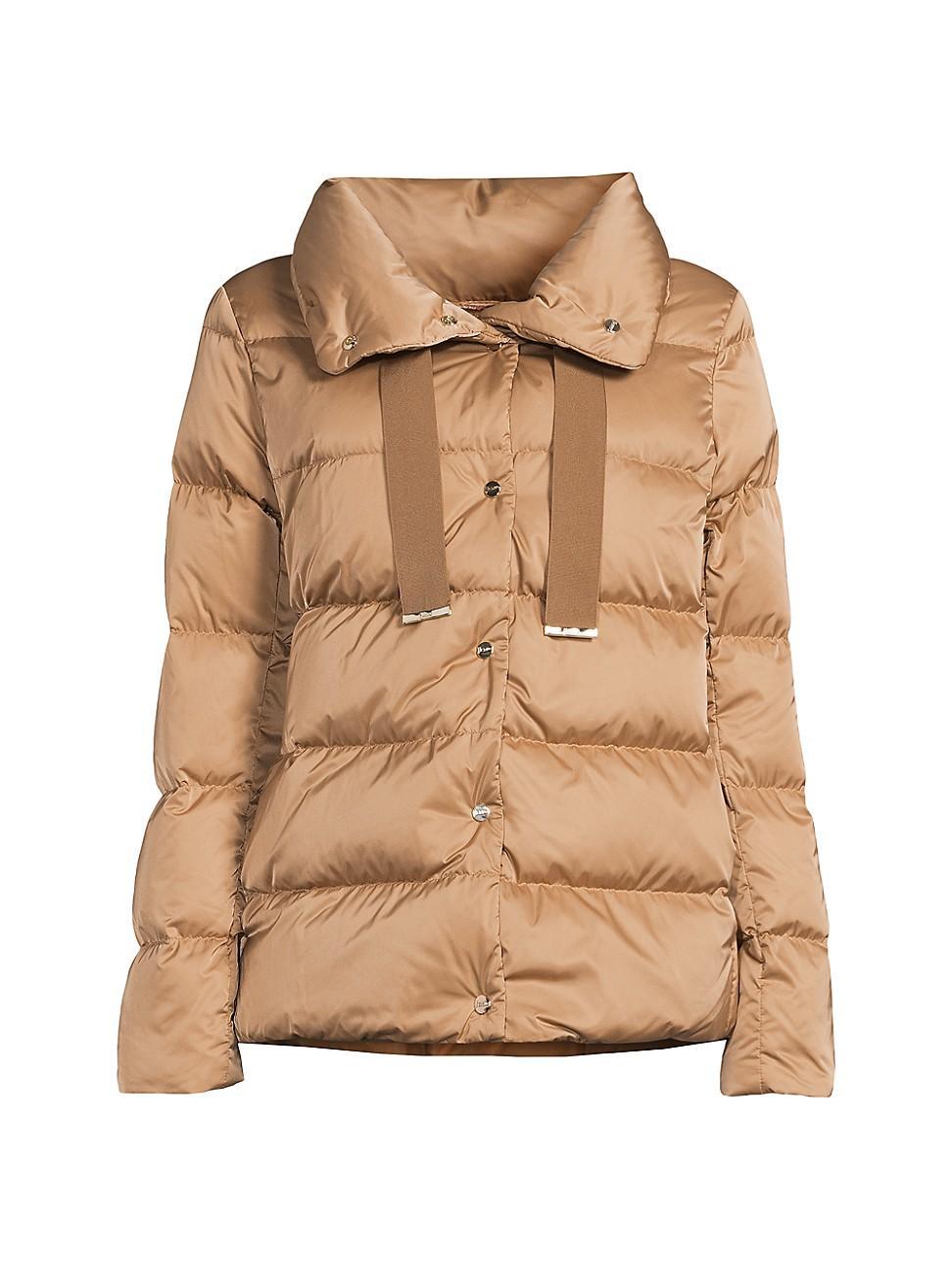 Womens Sateen Drawstring Down Puffer Jacket Product Image