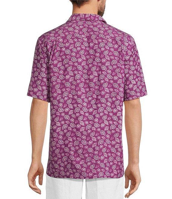 Caribbean Big & Tall Mini Shell Print Short Sleeve Woven Camp Shirt Product Image