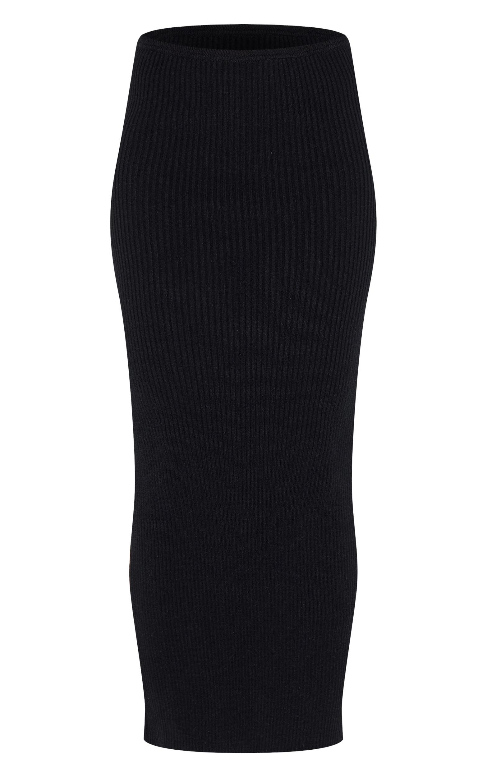 Petite Black Knitted Maxi Skirt Product Image