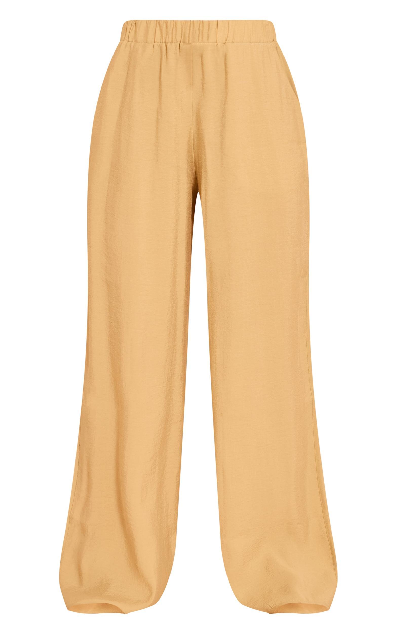 Mustard Woven Wide Leg Pants Product Image