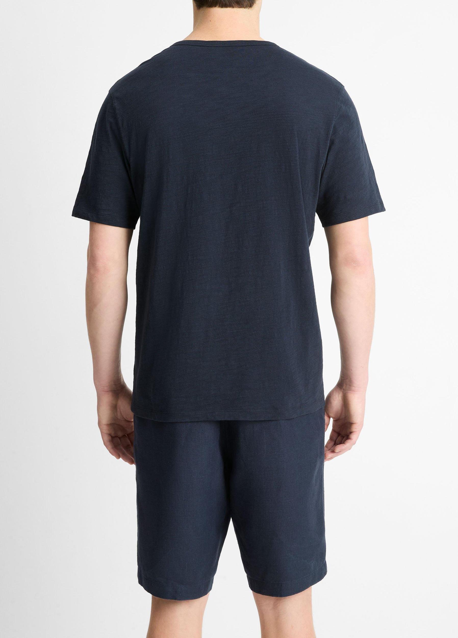 Slub Cotton Split-Neck T-Shirt Product Image