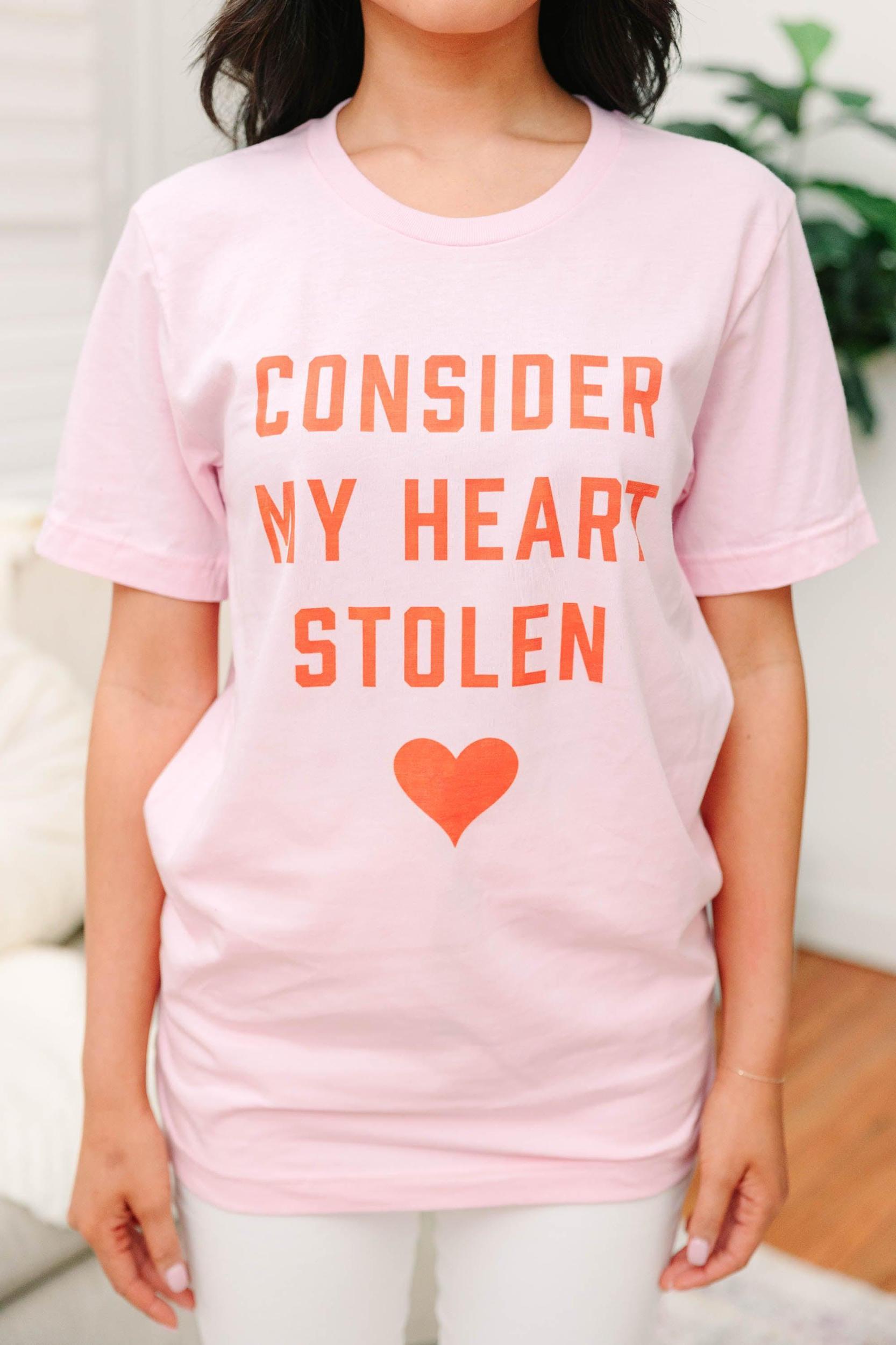 Consider My Heart Stolen Pink Graphic Tee Female Product Image