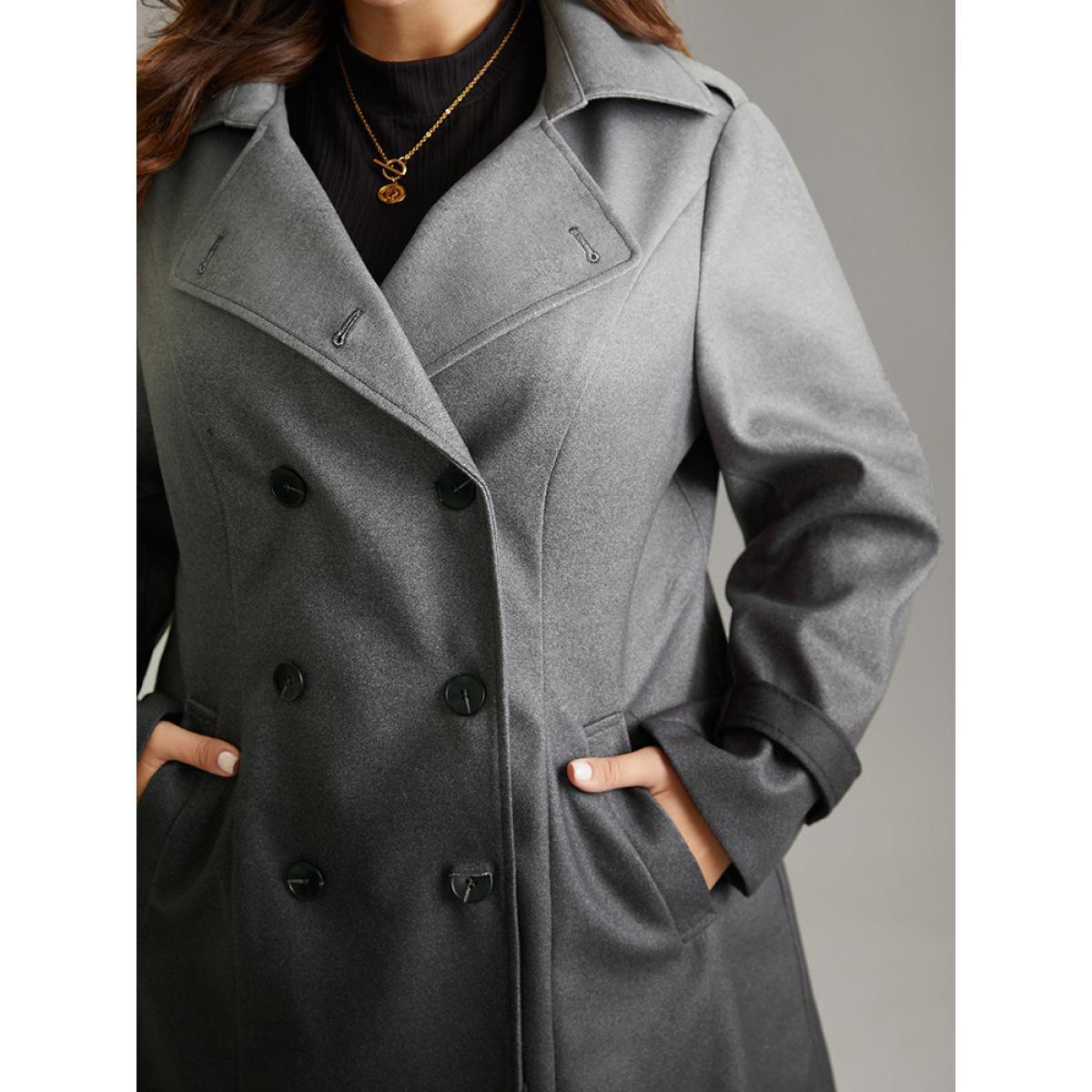 Plus Size Ombre Double Breasted Lapel Collar Coat Women Gray Casual Lined Ladies Dailywear Winter Coats BloomChic 30/6X Product Image