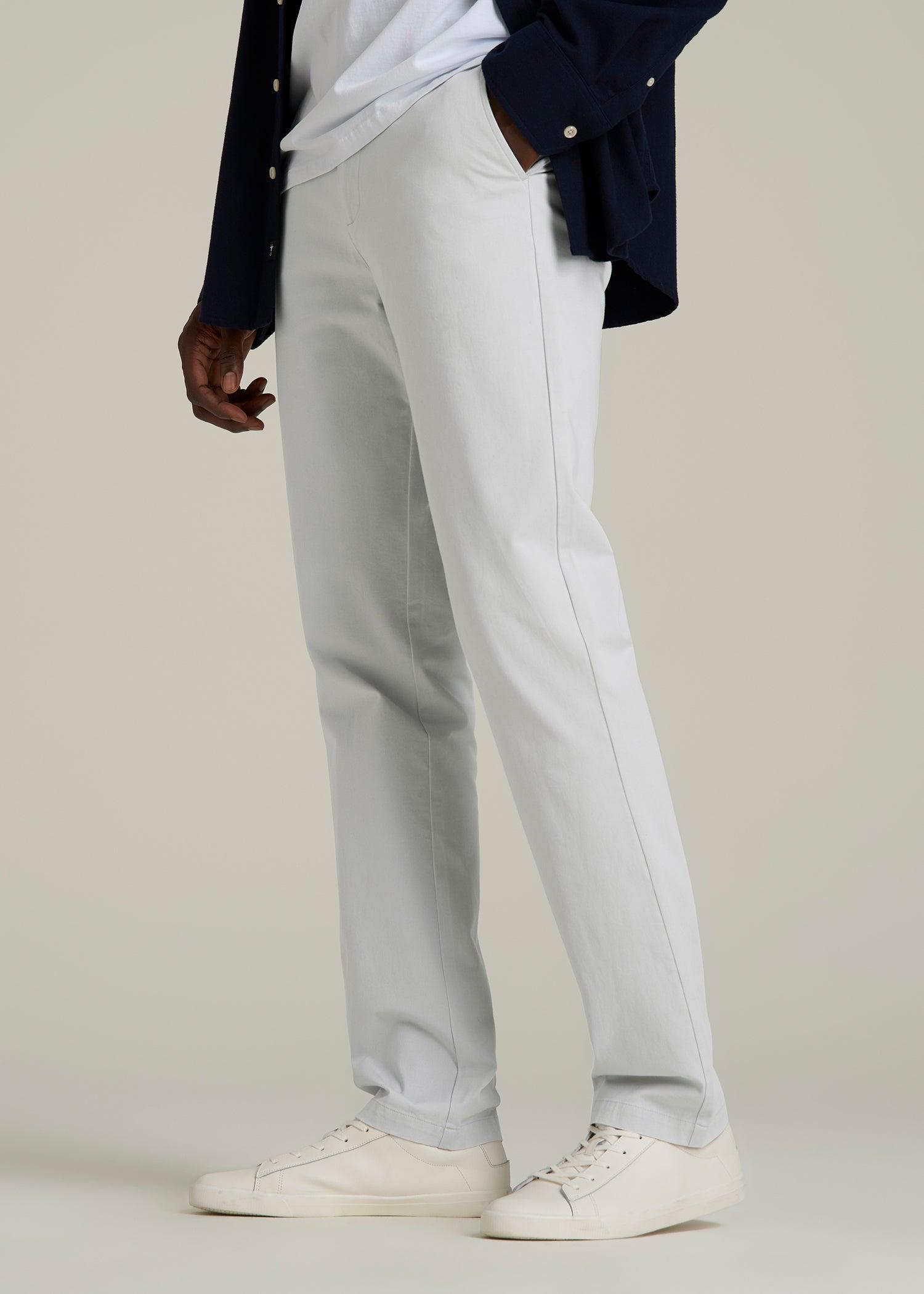 4 Way Stretch Commuter TAPERED Chino Pants for Tall Men in Silver Drop Male Product Image