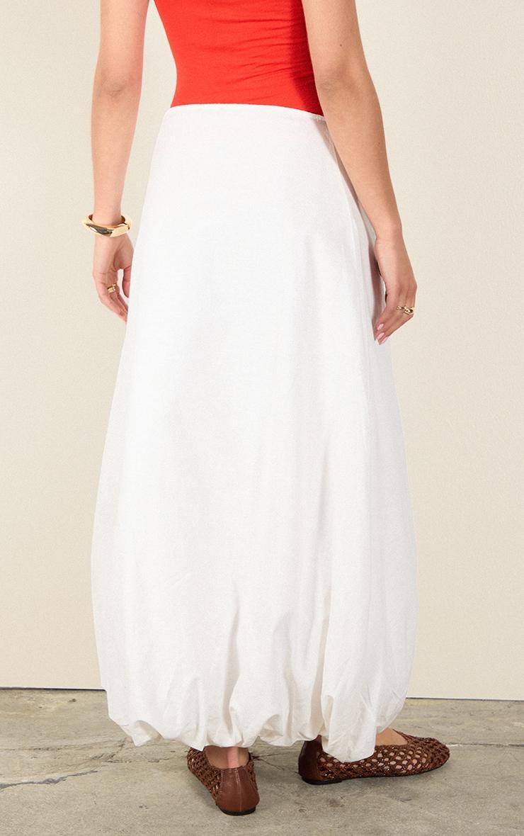 White Cotton Puffball Maxi Skirt Product Image