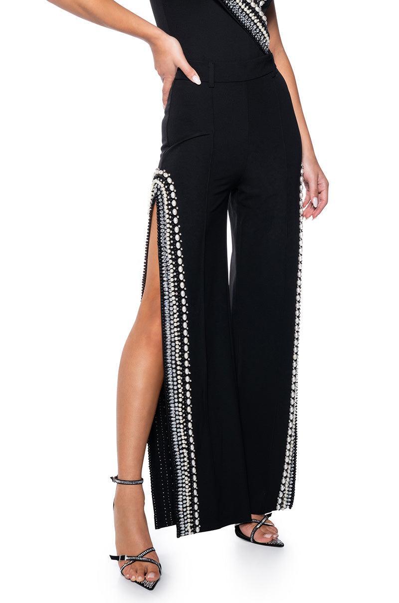 LUXURIOUS PANTS WITH SIDE SLITS Product Image