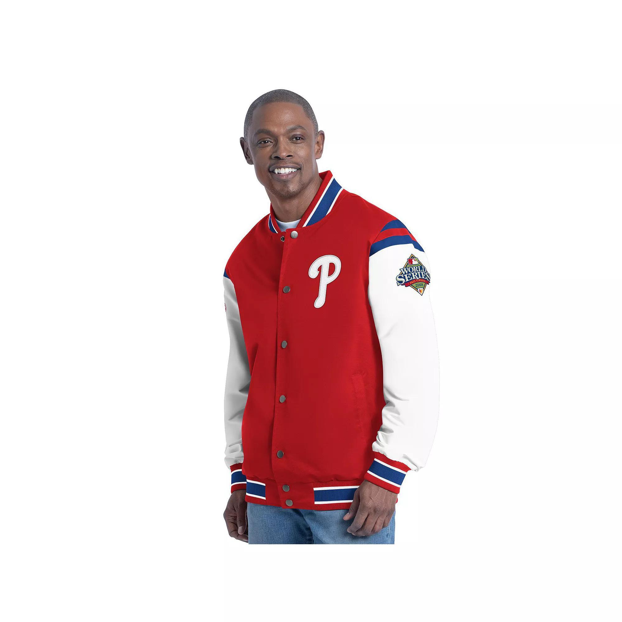 Men's G-III Sports by Carl Banks  Red Philadelphia Phillies Recruit Commemorative Full-Snap Varsity Jacket, Size: Small Product Image