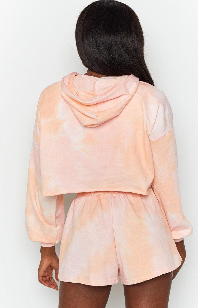 No Halo Raw Hoodie Pink Tie Dye Product Image