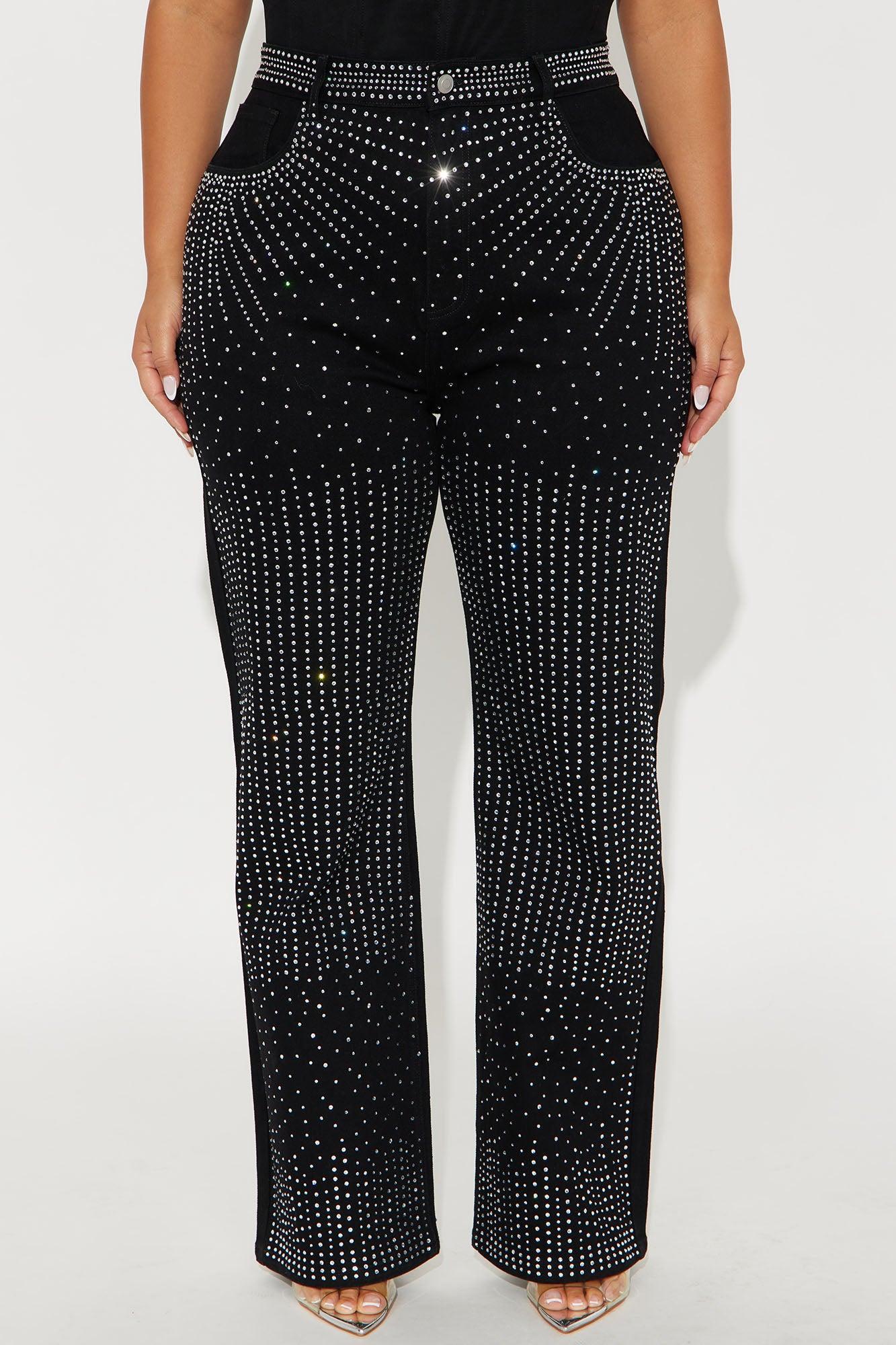 Chasing A Dream Embellished Stretch Straight Leg Jeans - Black Product Image