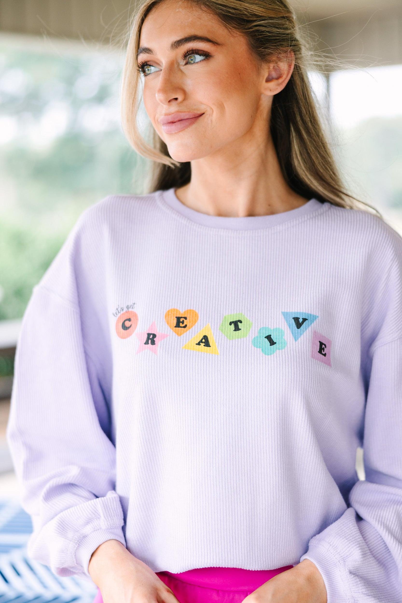 Let's Get Creative Lilac Purple Graphic Corded Sweatshirt Female Product Image