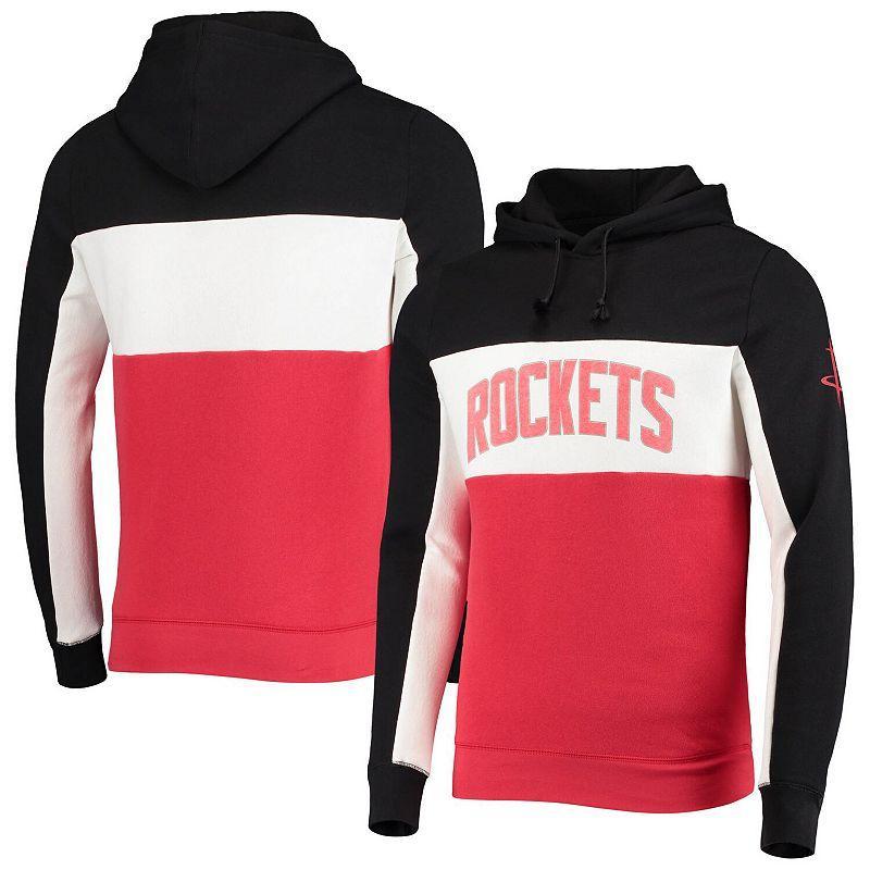 Mens Black Houston Rockets Wordmark Colorblock Fleece Pullover Hoodie - Black Product Image