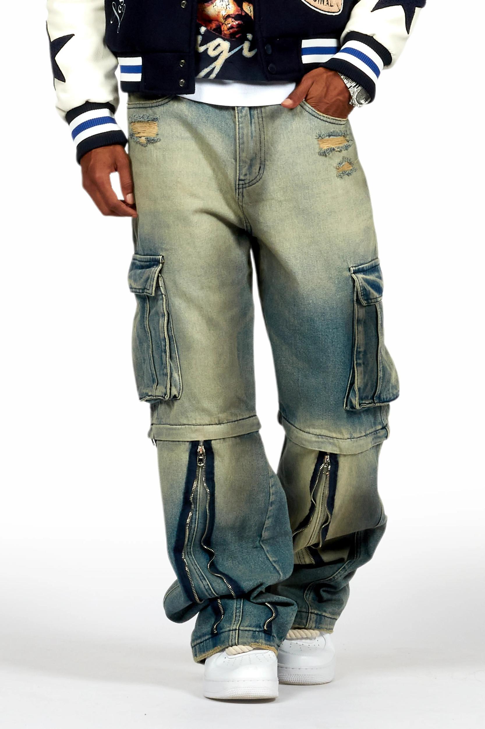 Rupert Vintage Blue Baggy Fit Zip Off Jean Male Product Image