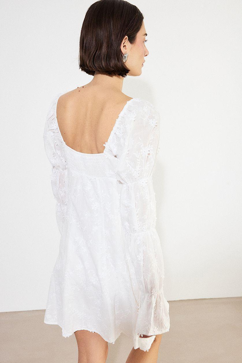 Embroidered Ruched Sleeve Mini Dress Product Image