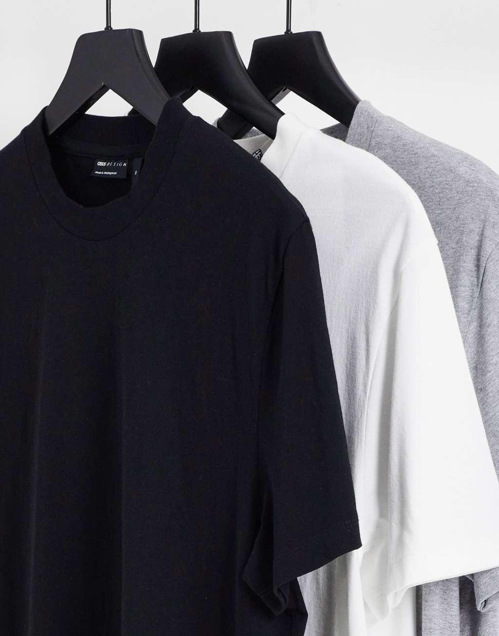 ASOS DESIGN essential 3 pack crew neck t-shirts in multiple colors Product Image