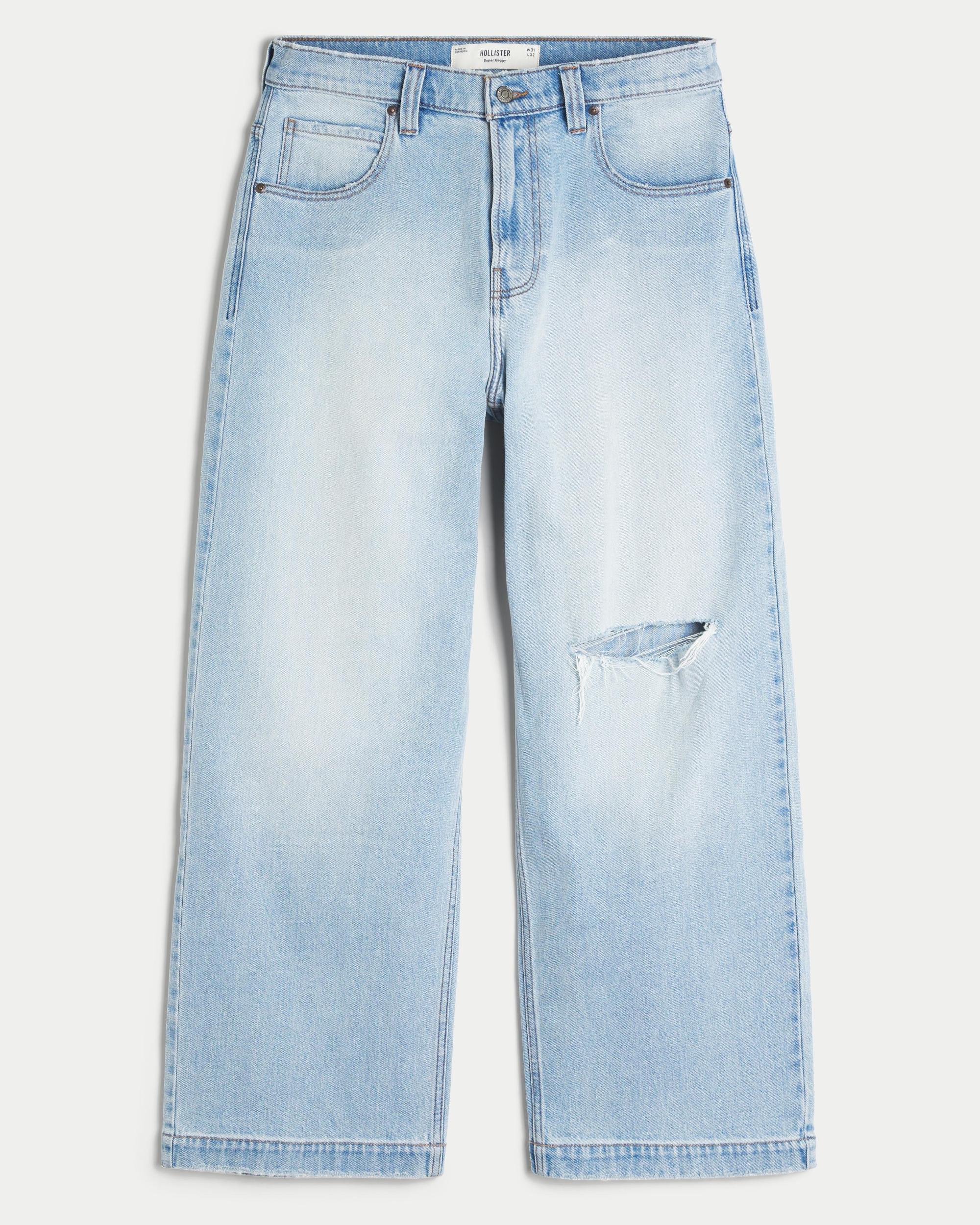 Ripped Light Wash Super Baggy Jeans Product Image