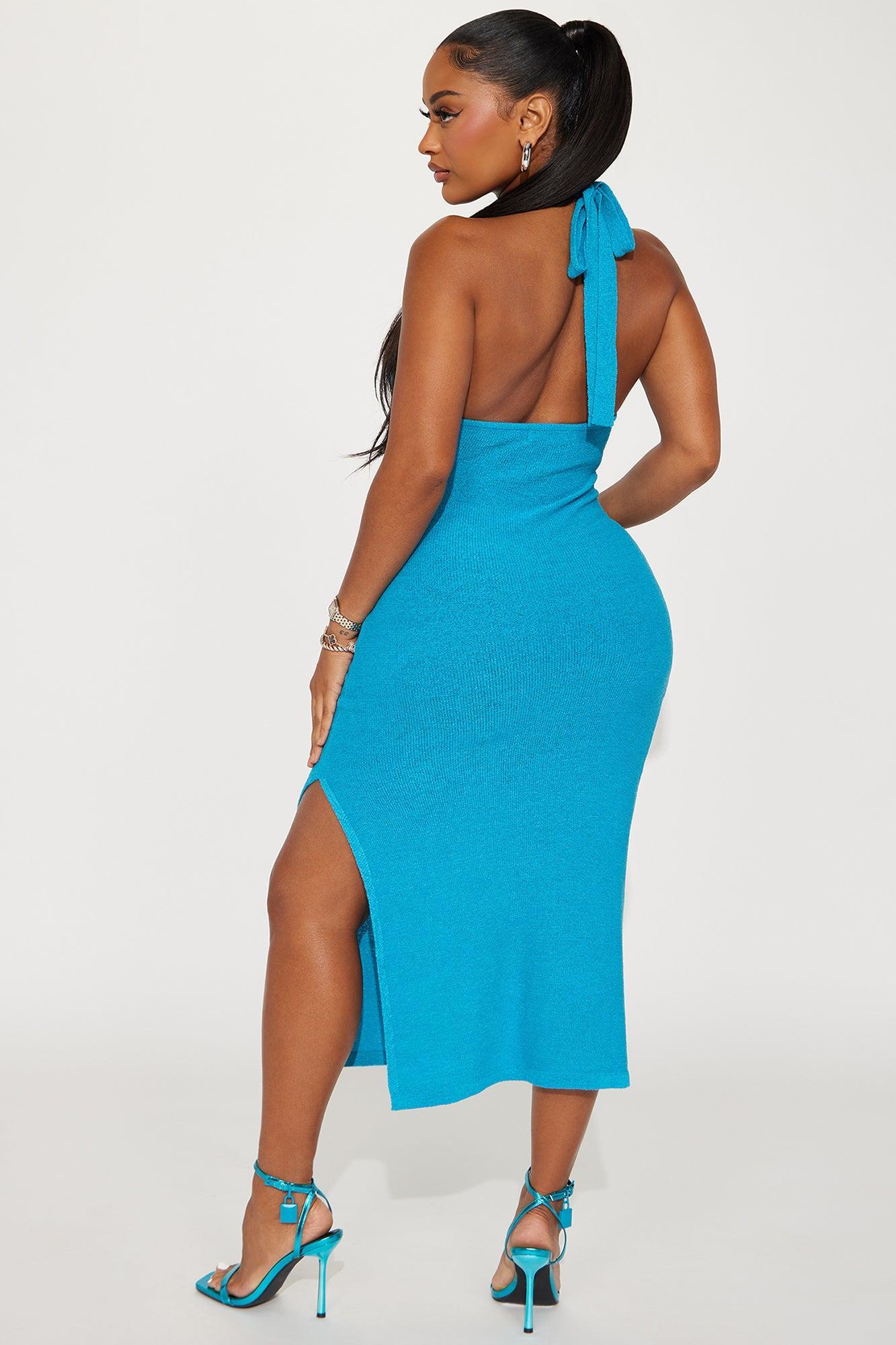 Candice Sweater Maxi Dress - Turquoise Product Image