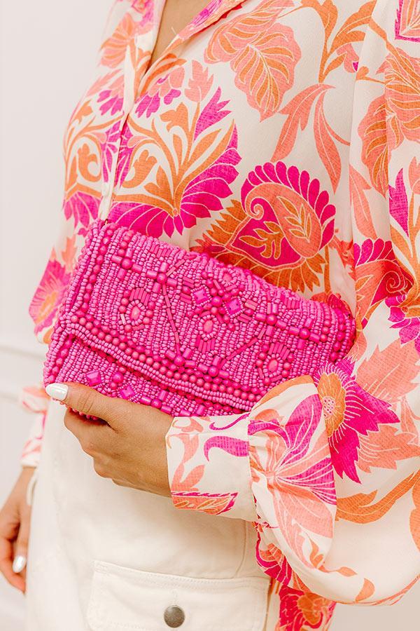 Vacay Mode Embellished Purse in Pink Product Image