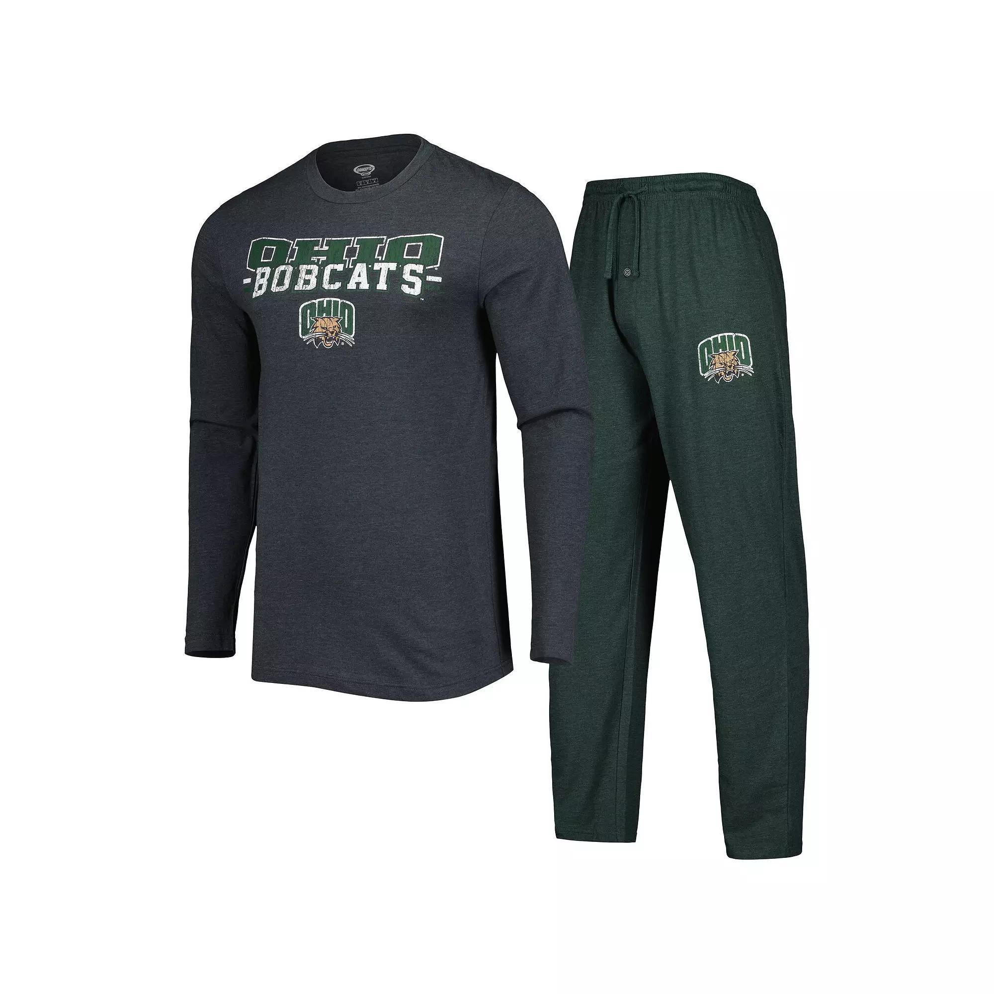 Men's Concepts Sport Green/Charcoal Ohio Bobcats Meter Long Sleeve T-Shirt & Pants Sleep Set, Size: Medium, Ohu Green Product Image