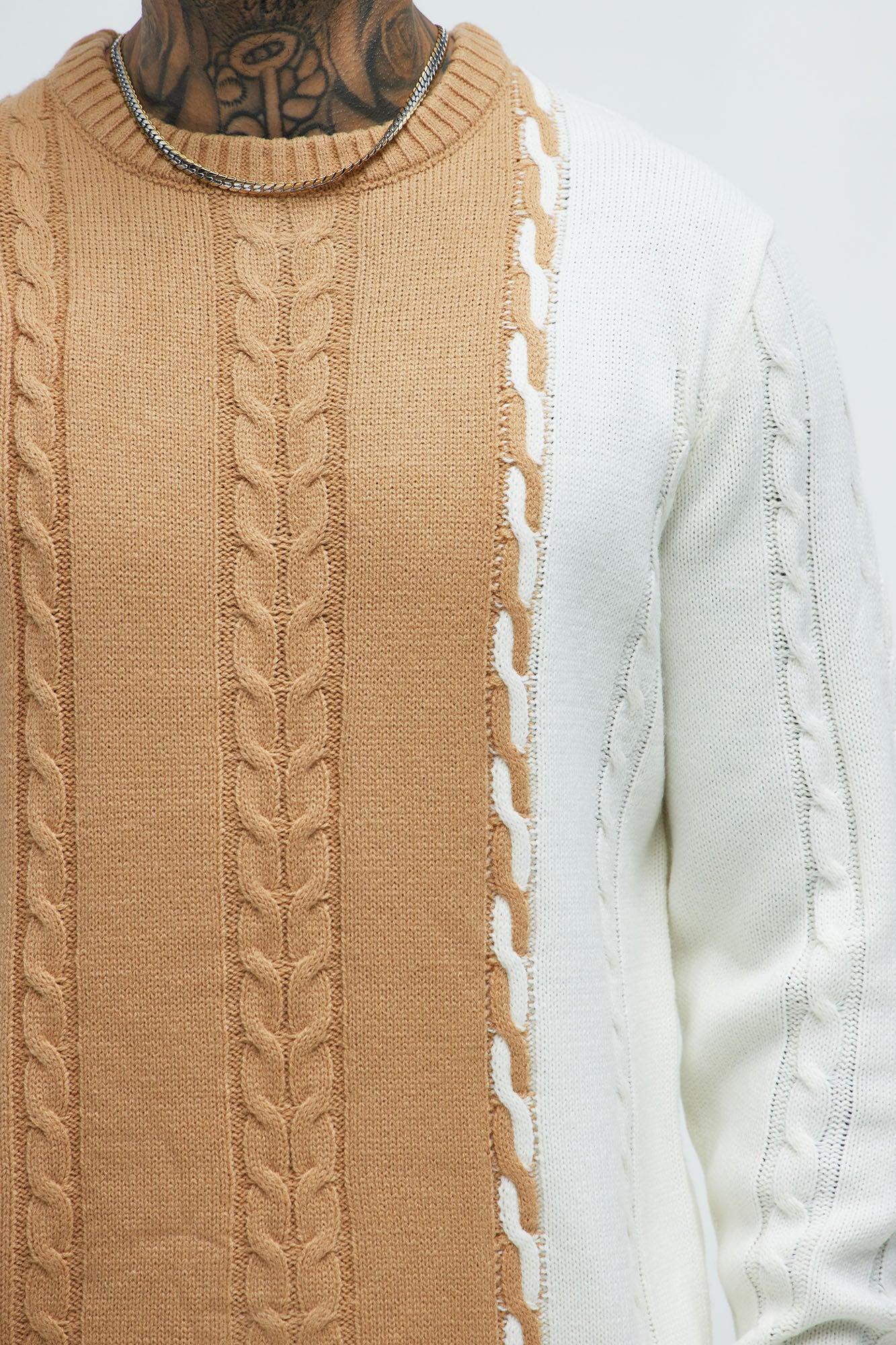 Cody Cable Knit Sweater - Camel/combo Product Image