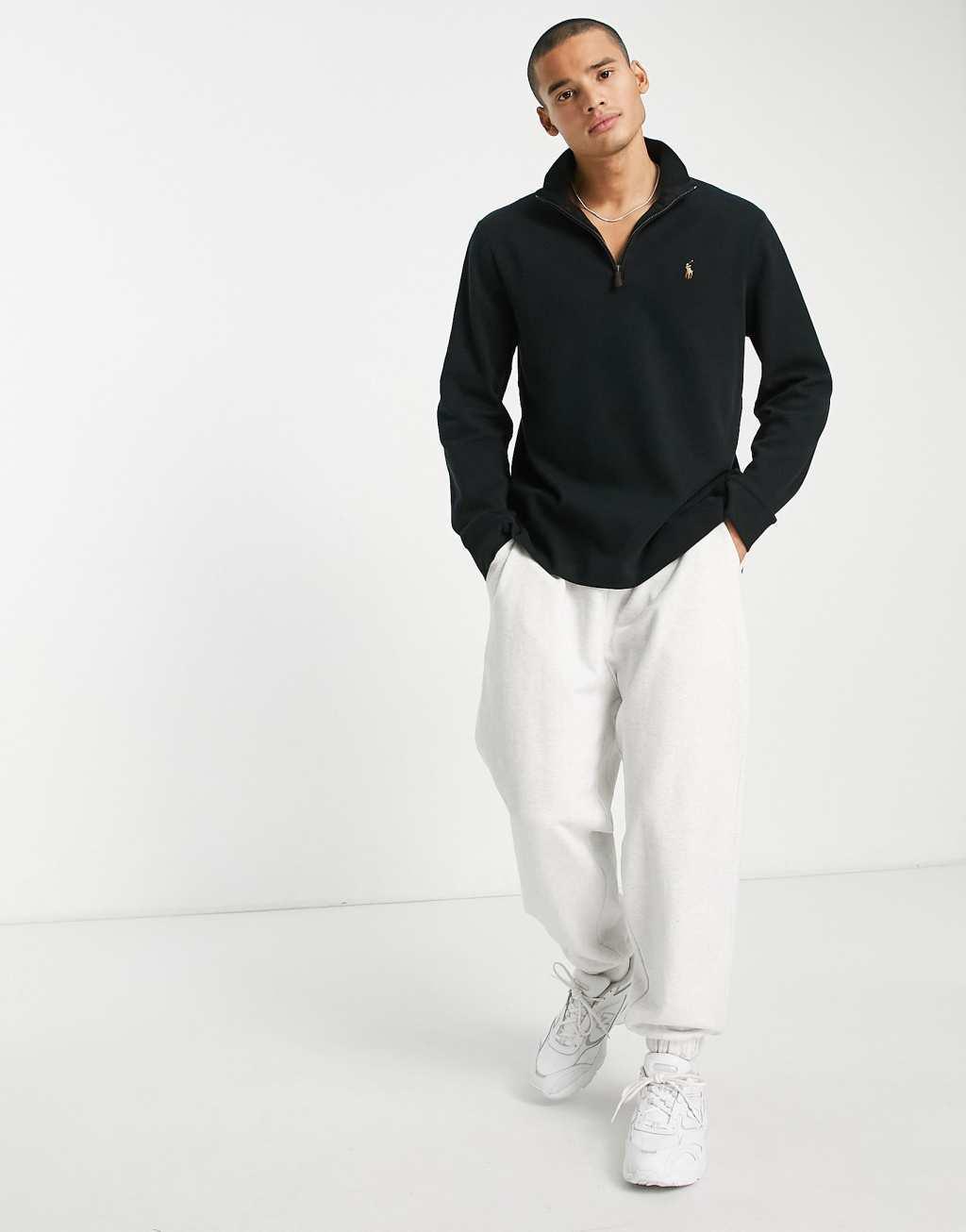 Polo Ralph Lauren icon logo double knit half zip sweatshirt Product Image