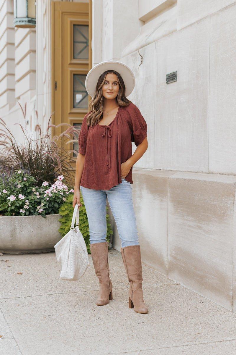 Wine Textured Boho Blouse - FINAL SALE Product Image