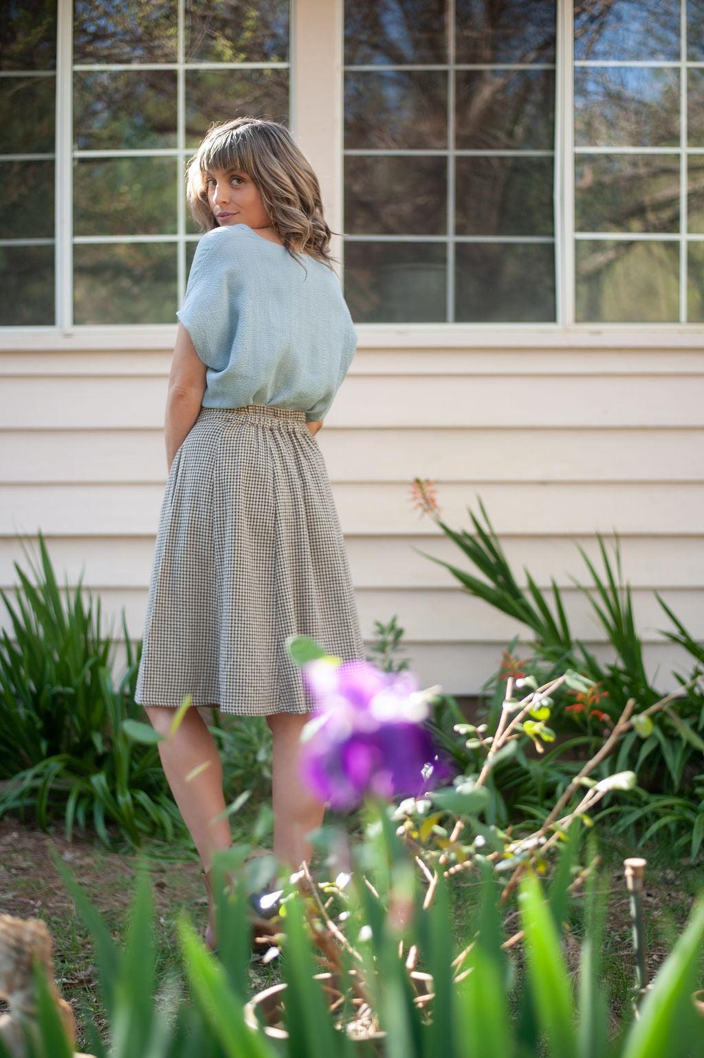 Bae Skirt in Black & Oat Cotton Gingham Product Image