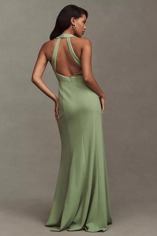 BHLDN Juliana High-Neck Side-Slit Stretch Crepe Maxi Dress Product Image