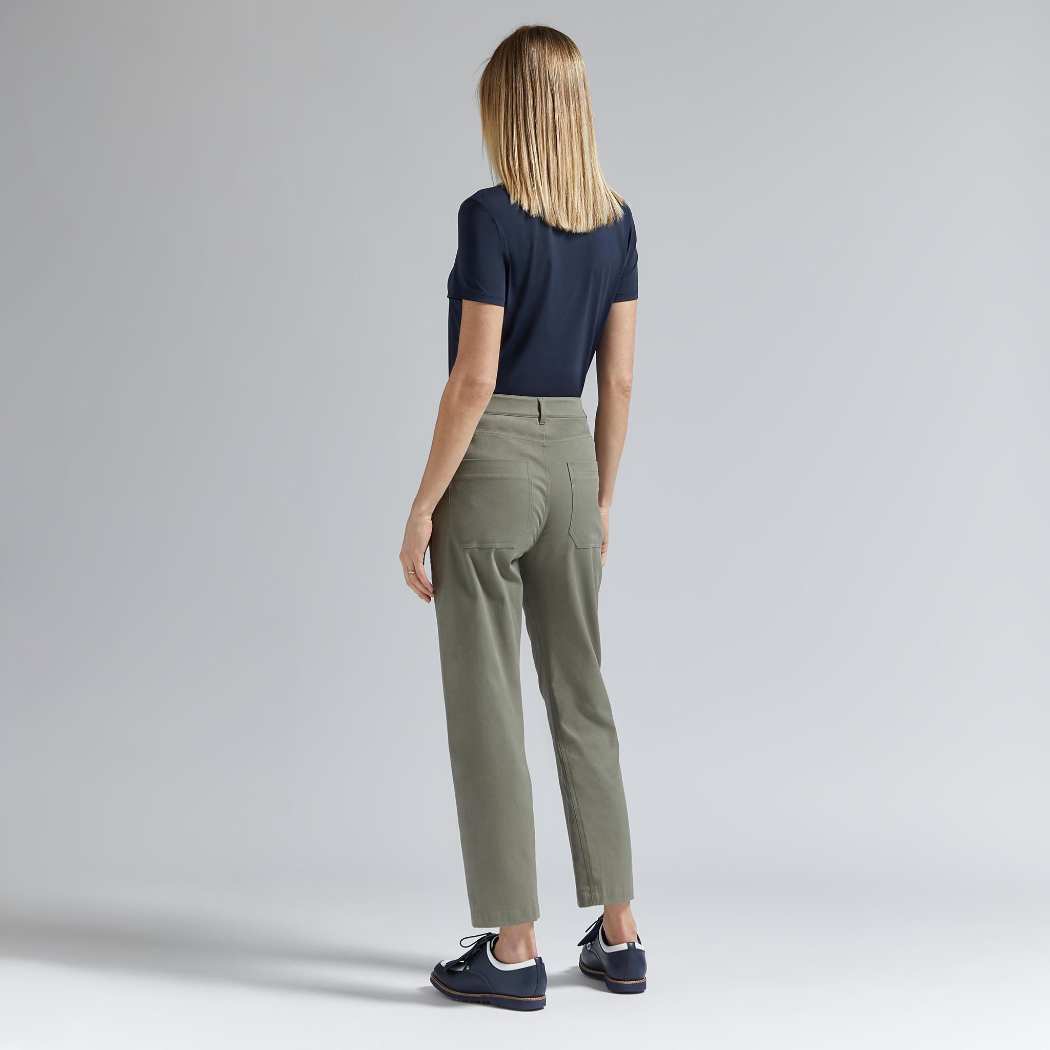 COTTON TWILL HIGH RISE STRAIGHT TAPERED LEG TROUSER Product Image