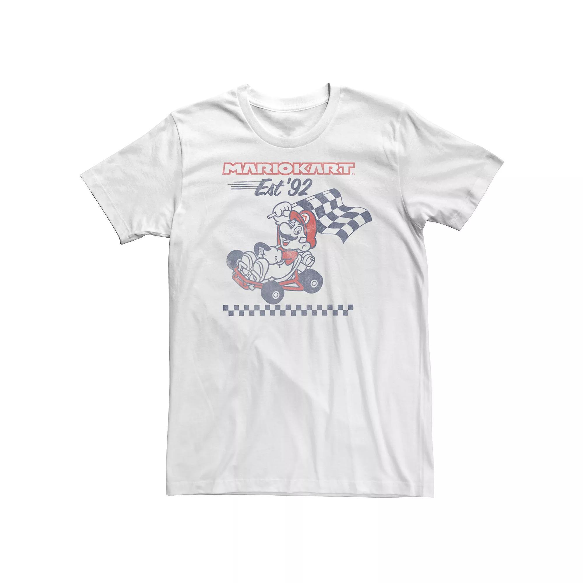 Big & Tall Mario Kart Est. '92 Flag Tee, Men's, Size: 5XL, White Product Image
