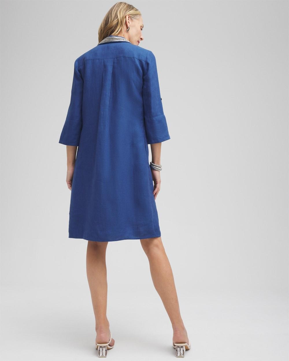 Linen Embellished Shirt Dress Product Image
