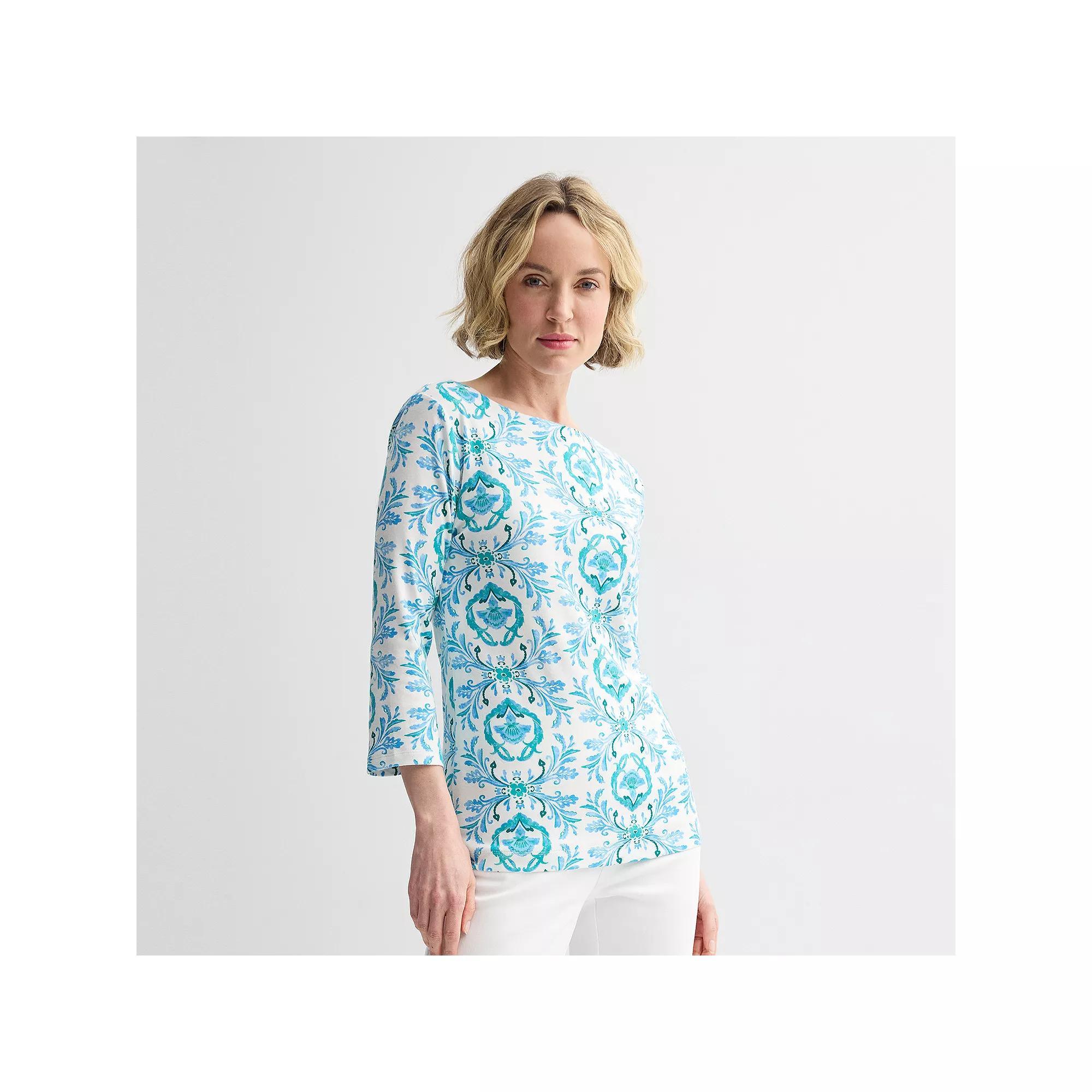 Women's Croft & Barrow® Boatneck Top, Size: XL, Pink Vibrant Tile Product Image