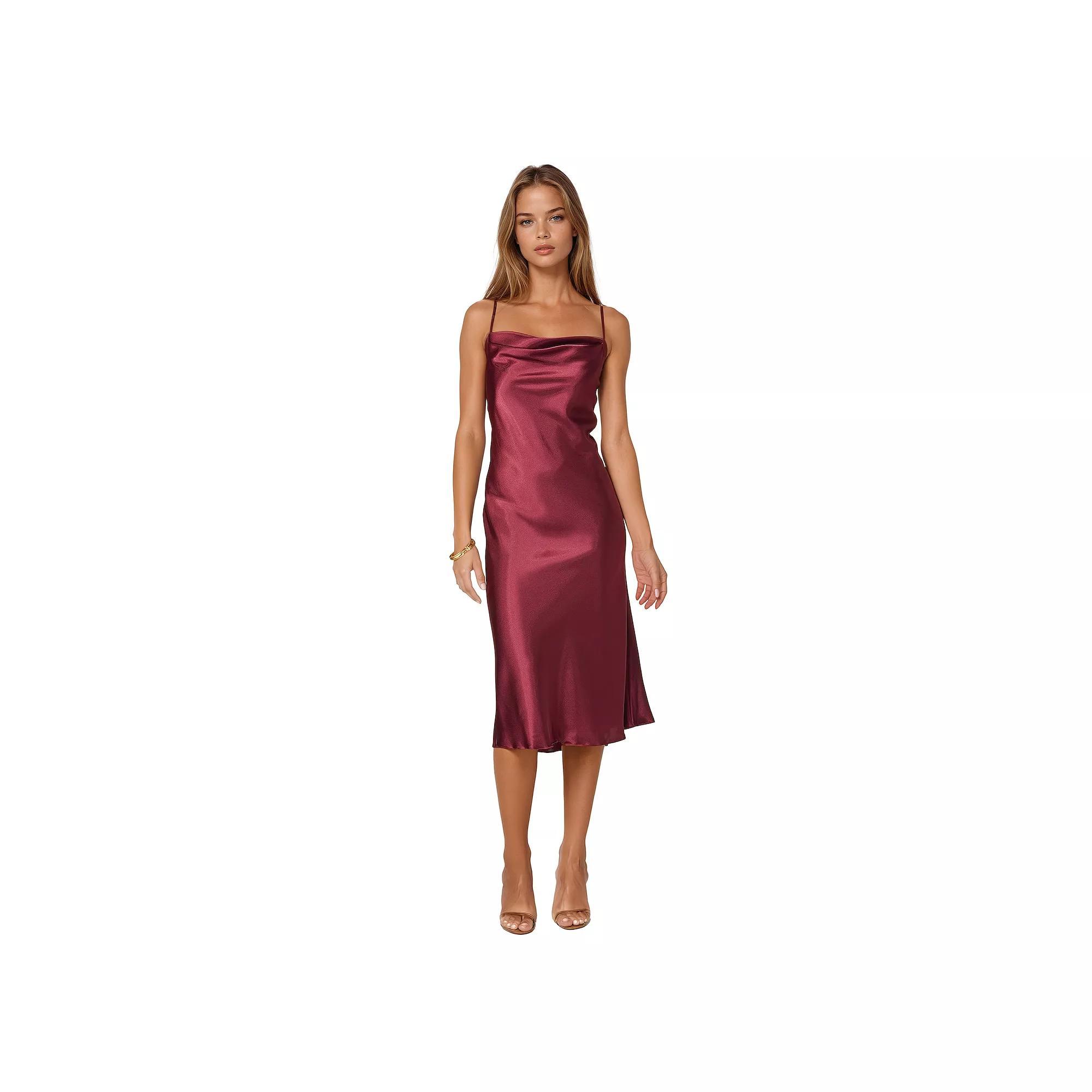 Womens bebe Satin Midi Slip Dress Product Image