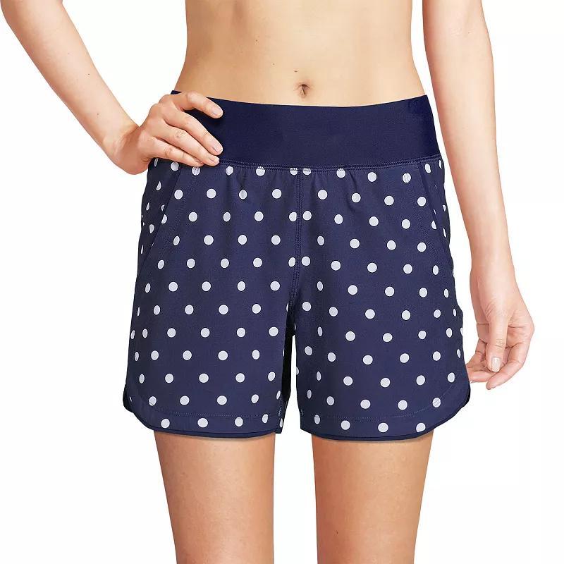 Petite Lands' End 5" Quick Dry Elastic Waist Board Shorts Swim Cover-up, Women's, Size: 12 Petite, Deep  Blue Product Image