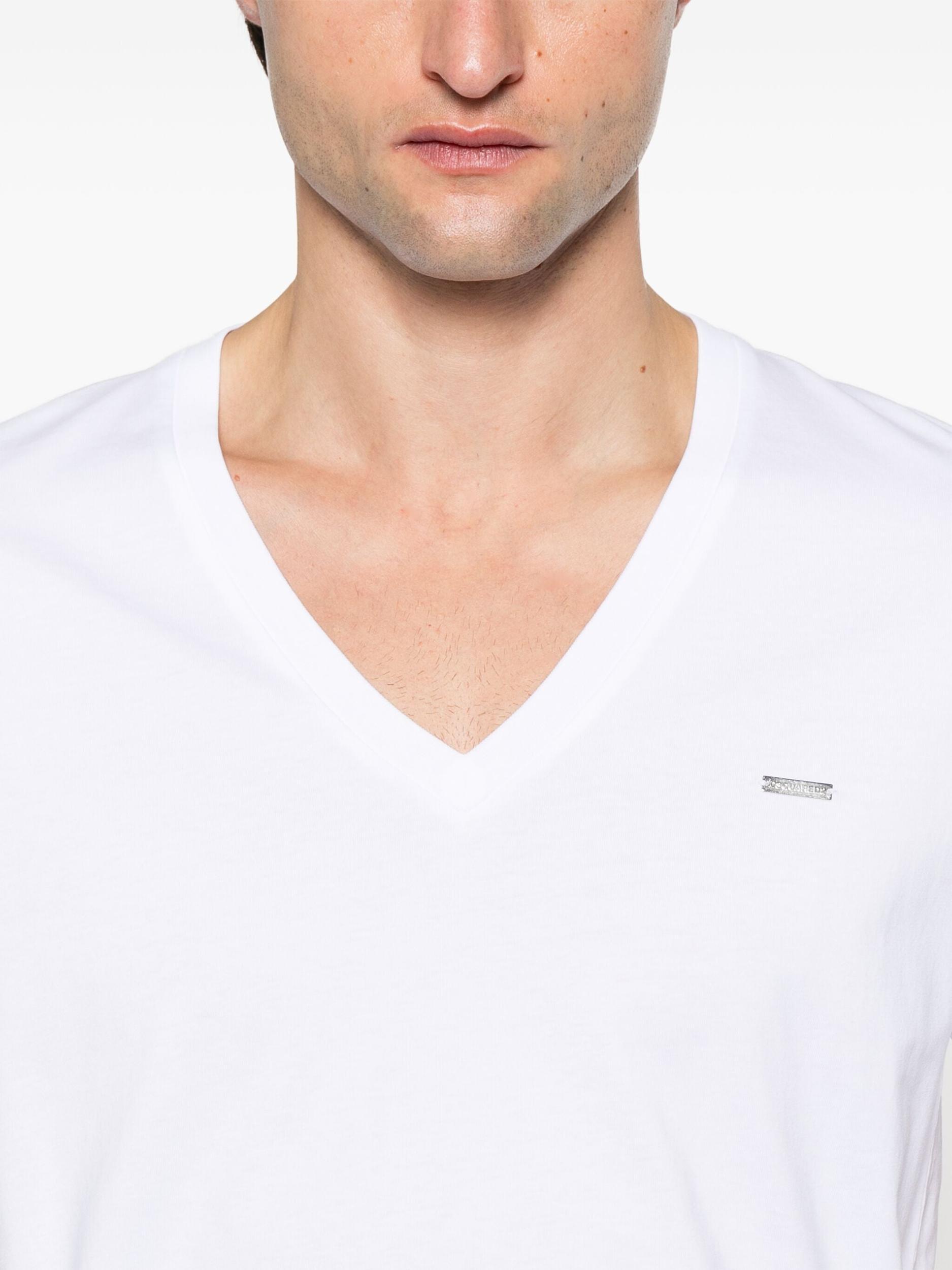 DSQUARED2 V-neck T-shirt Short Sleeves In White Product Image
