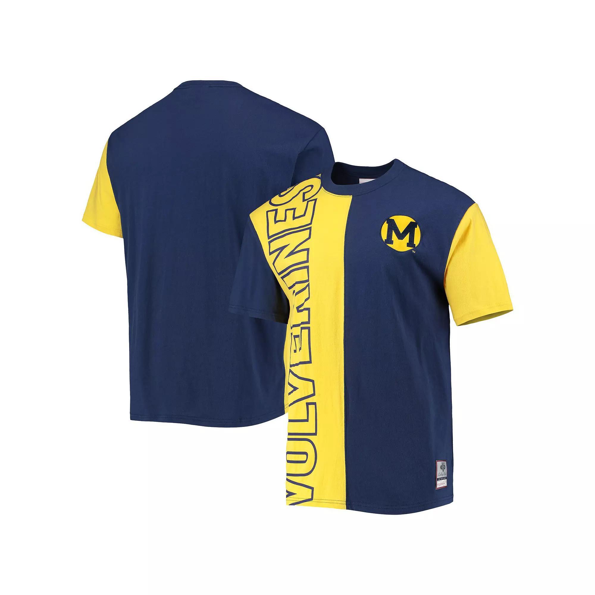Mens Mitchell & Ness /Maize Michigan Wolverines Play By Play 2.0 T-Shirt Blue Product Image