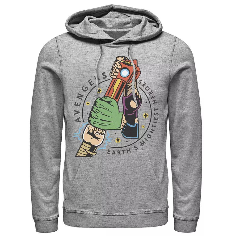 Men's Marvel Avengers Lock Arms Chest Logo Hoodie, Size: Small, Athletic Grey Product Image