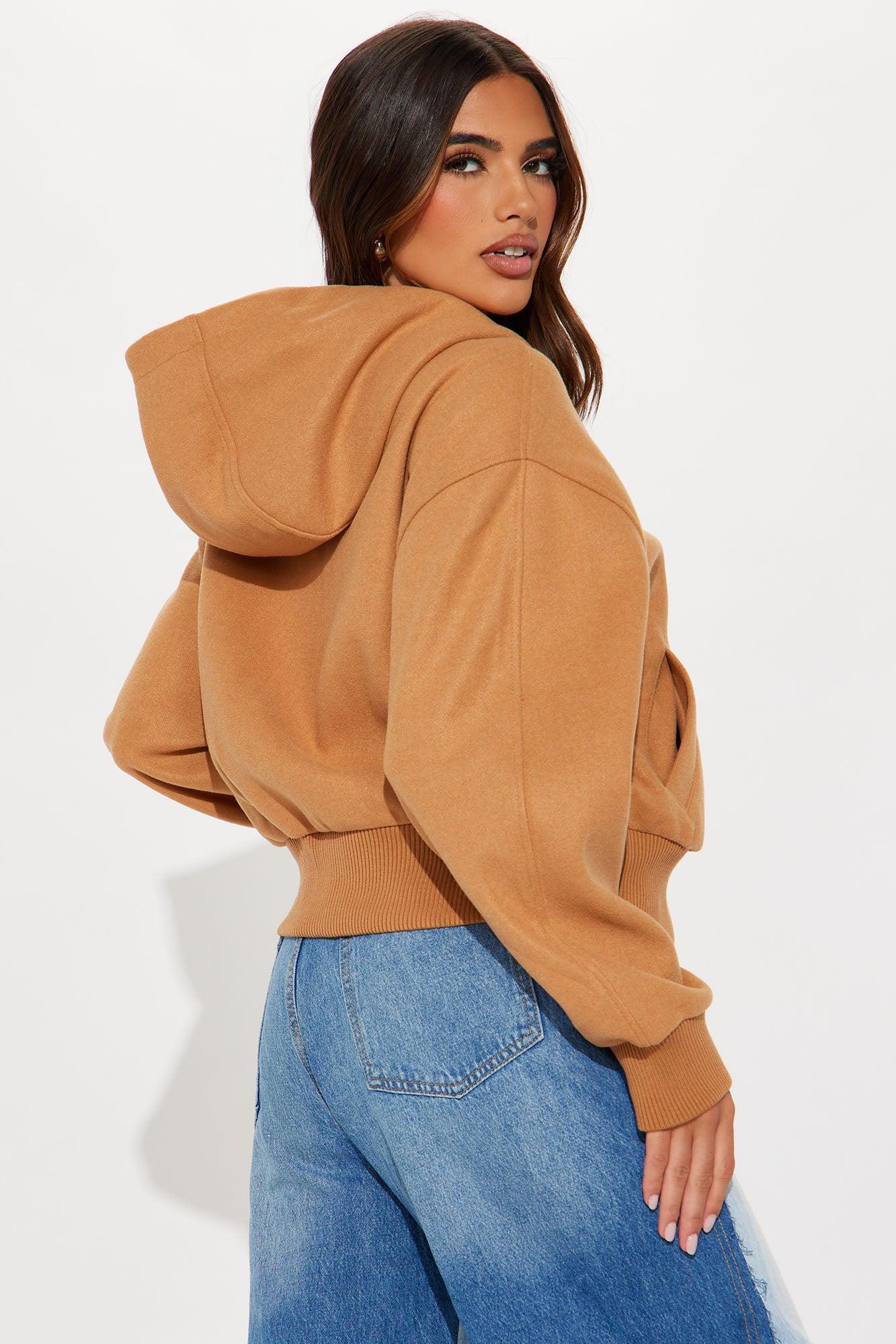 Everyday Casual Faux Wool Jacket - Camel Product Image