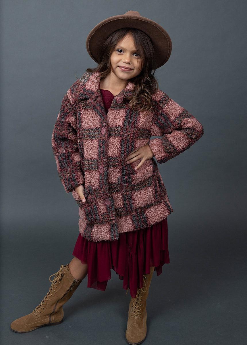 Gertrude Coat in Rose Plaid Girls Product Image