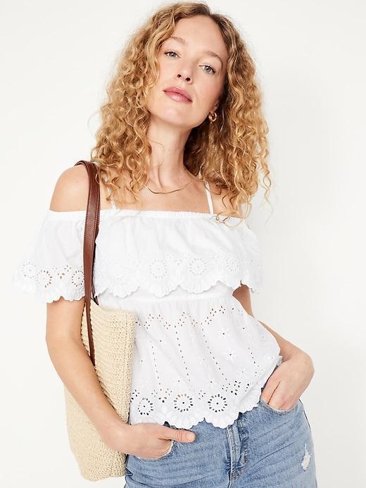Off-Shoulder Cutwork Top Product Image