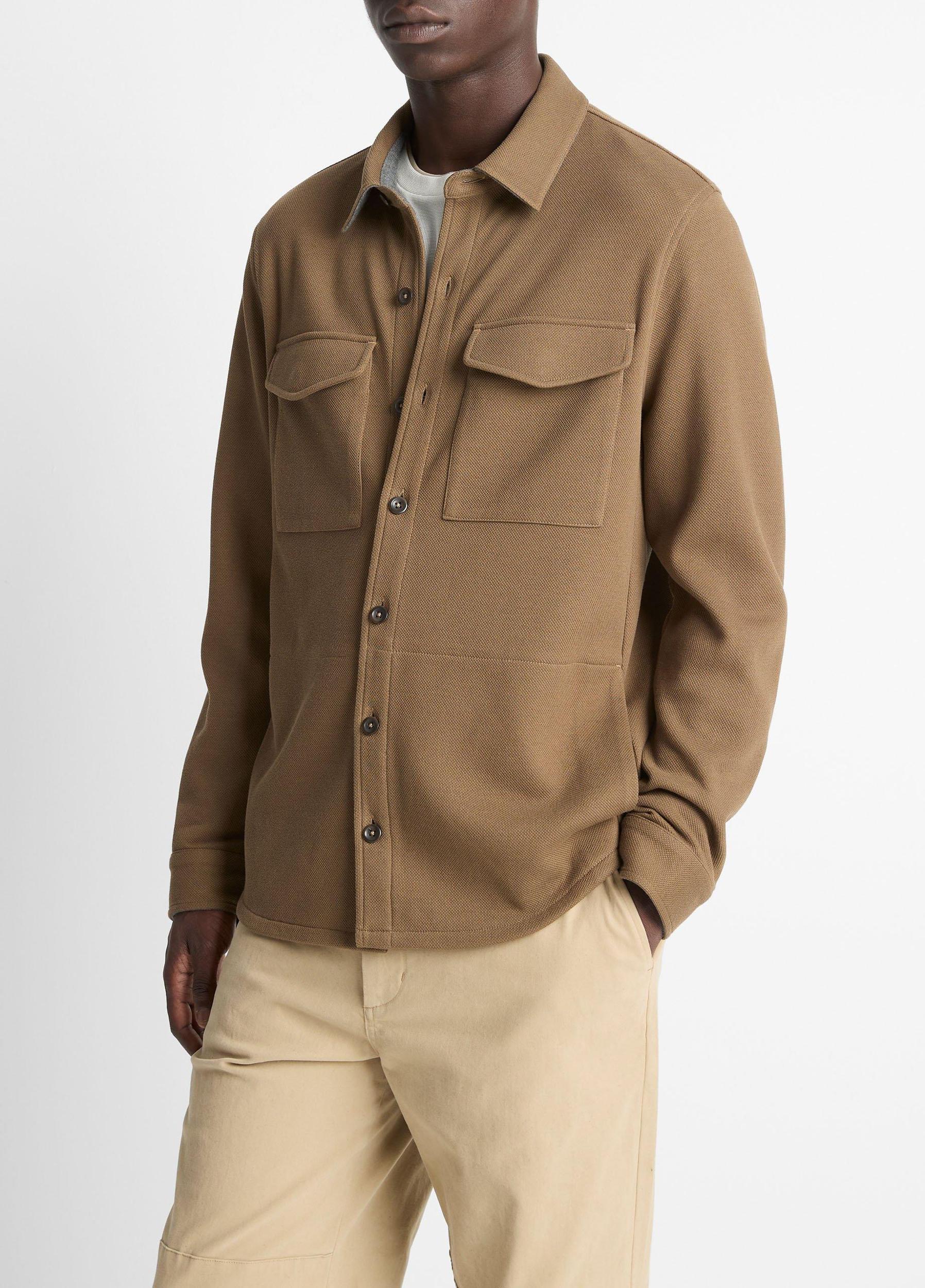 Double-Knit Cotton-Blend Piqué Shirt Jacket Product Image