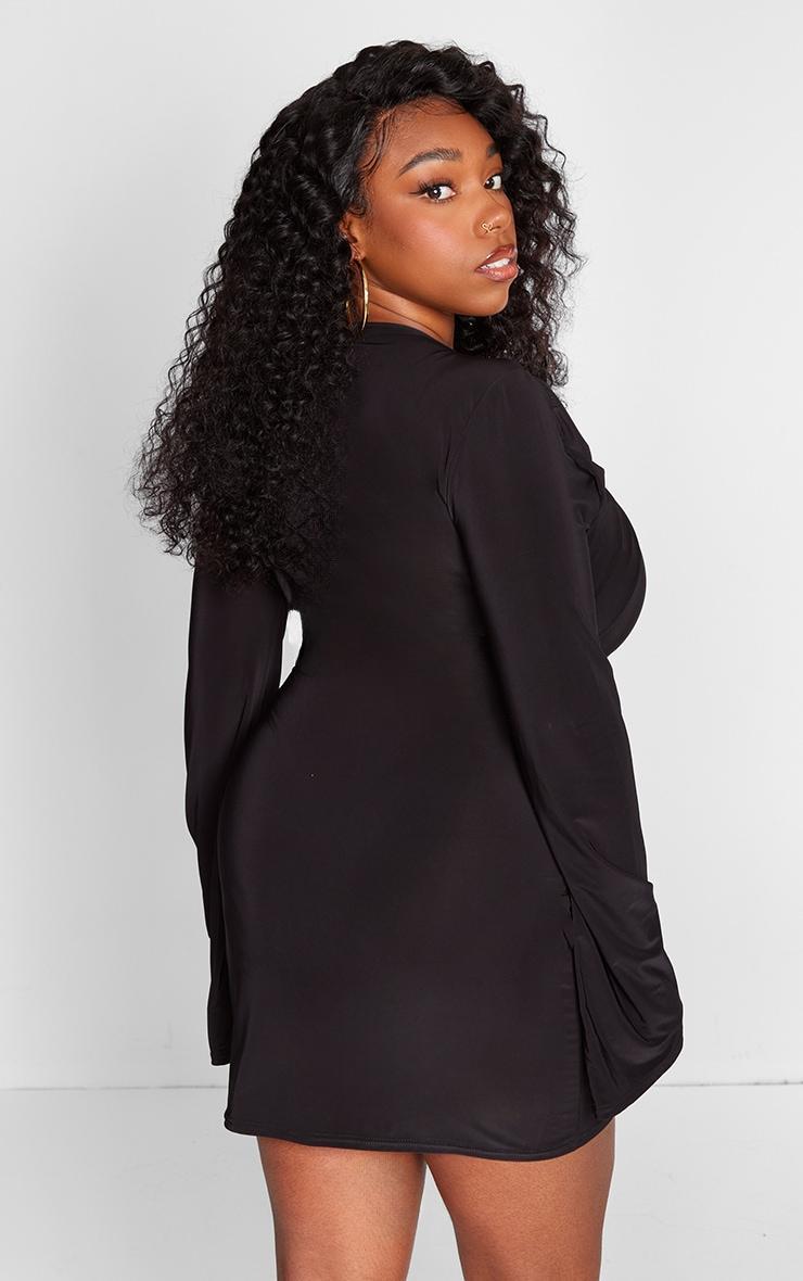 Plus Black Knot Front Detail Bodycon Dress Product Image