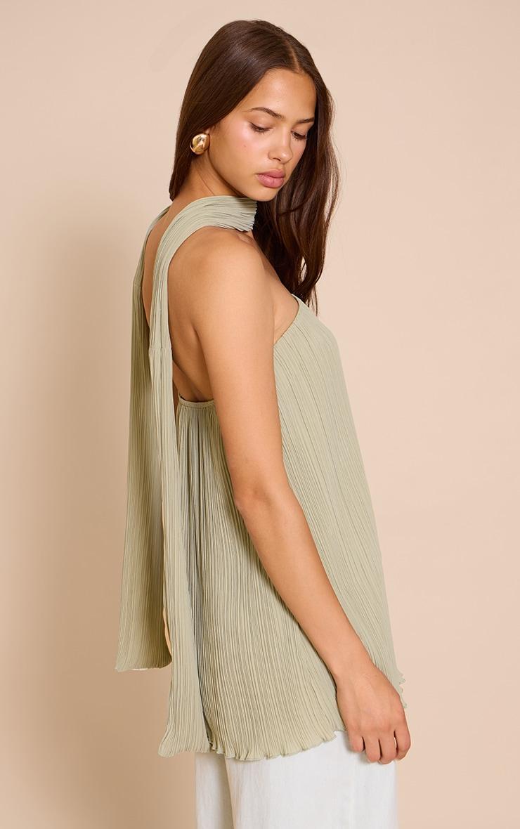 Sage Chiffon Bandeau Neck Scarf Detail Long Top Product Image