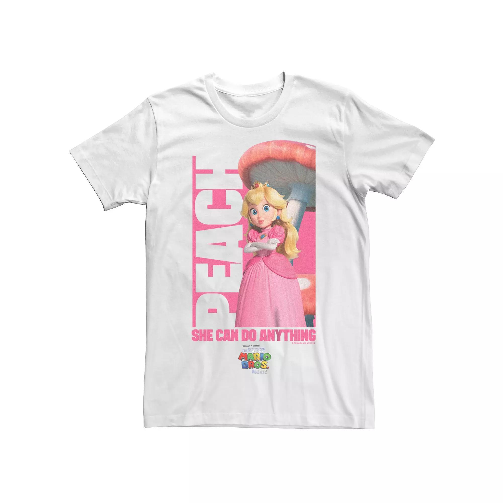 Big & Tall The Super Mario Bros. Movie Peach She Can Do Anything Graphic Tee, Men's, Size: 4XL Tall, White Product Image