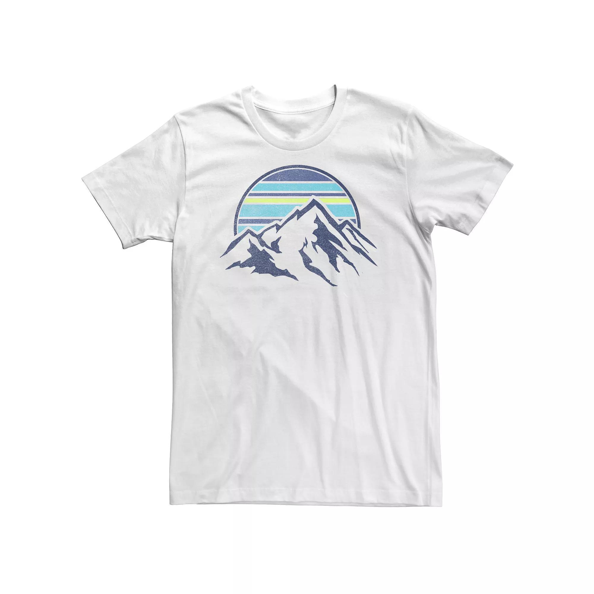 Big & Tall Trendy Blue Mountain Range Striped Sun Tee, Men's, Size: 3XL, White Product Image