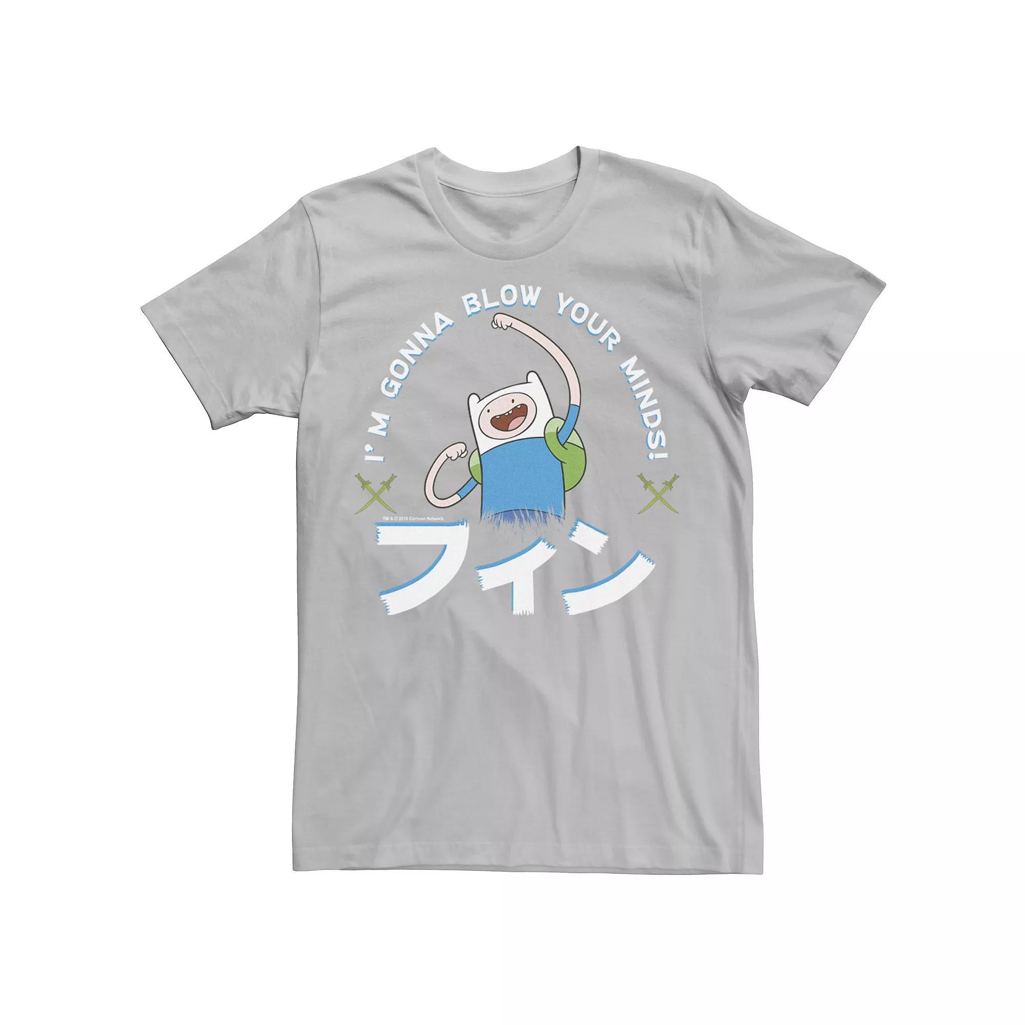Men's Adventure Time Finn I'm Gonna Blow Your Minds Kanji Portrait Tee, Size: Large, Black Product Image