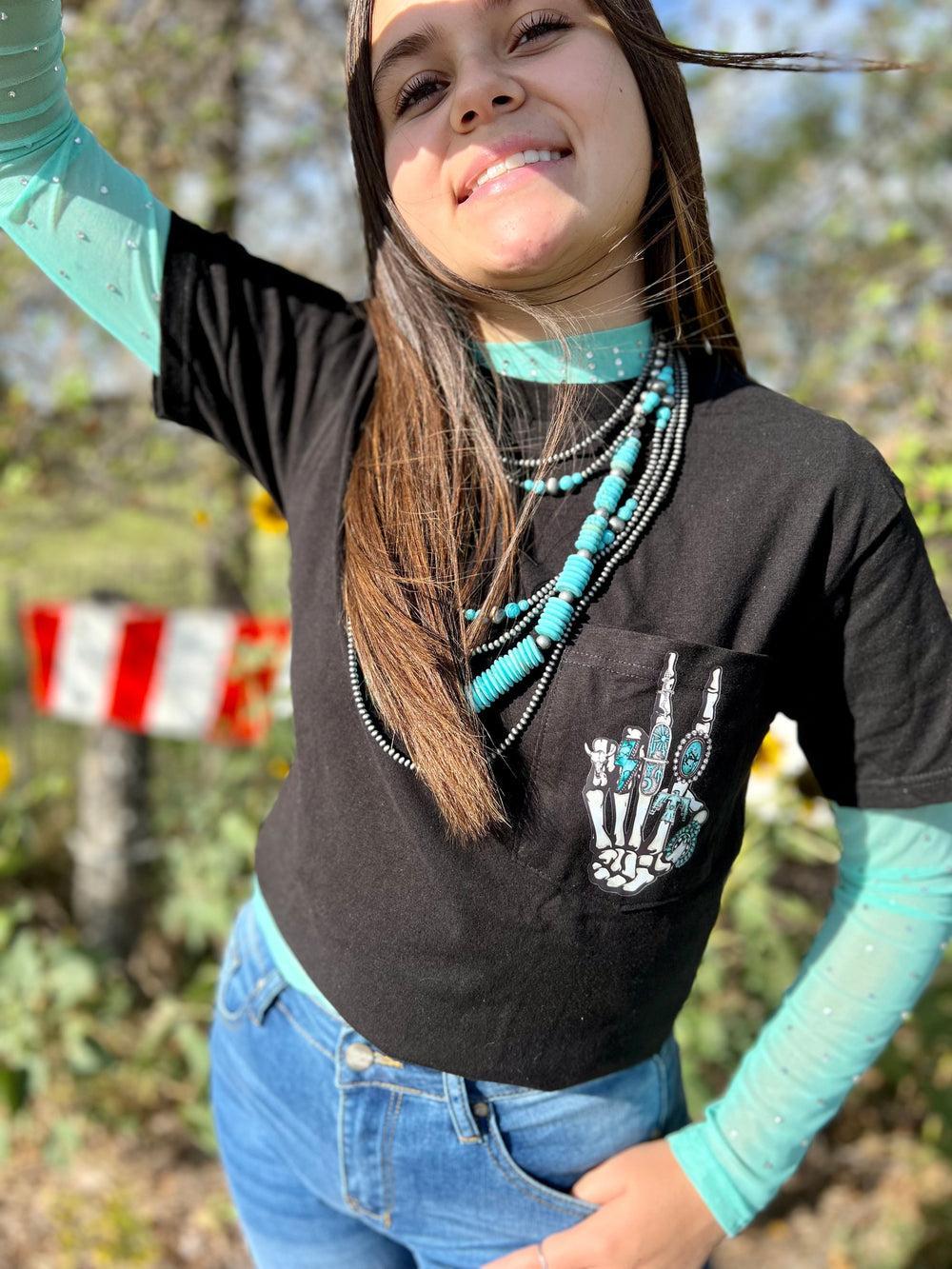 Fancy Western Decorated Skeleton Pocket Tee Product Image