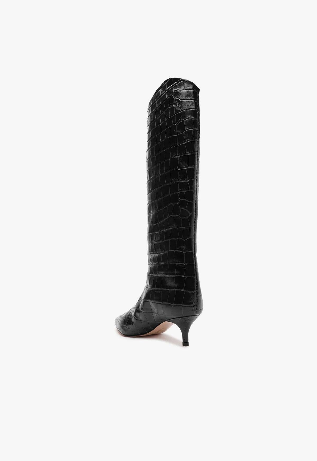 Schutz Womens Abbey Croc Embossed Kitten Heel Boots Product Image