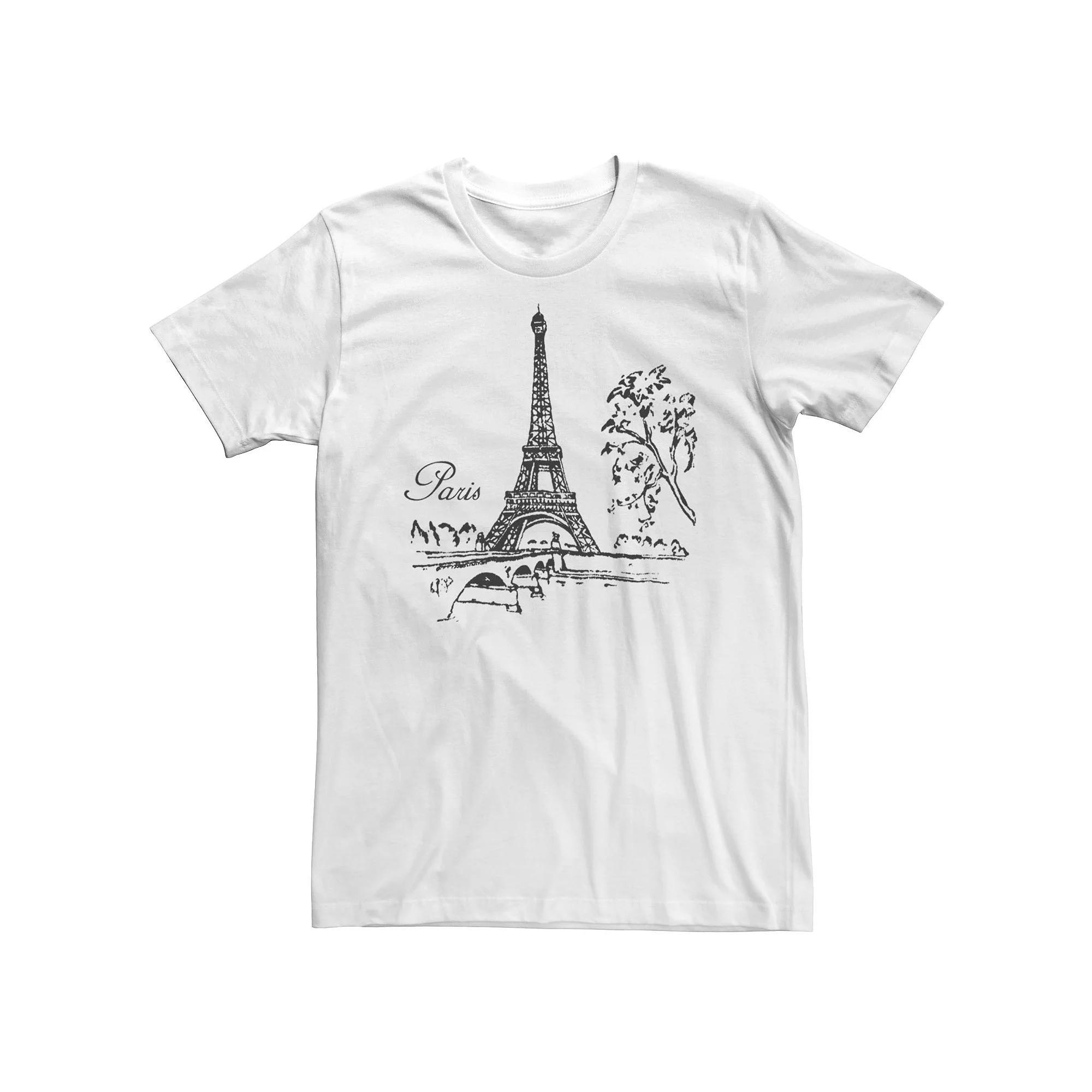 Big & Tall Paris Eiffel Tower Line Art Tee, Men's, Size: XXL Tall, White Product Image